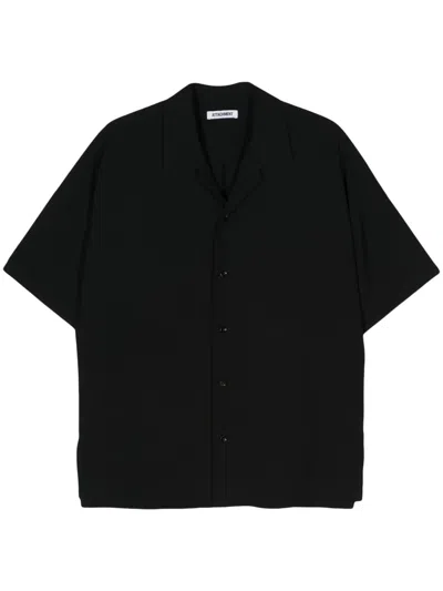 Attachment Notched-collar Wool Shirt In Black