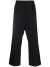 Attachment Pinstripe-print Drop-crotch Trousers In Schwarz