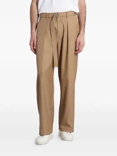 Attachment Pleated Tapered Trousers In Brown
