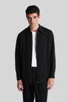 Attachment Shirt In Black Wool In Black