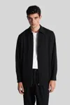 Attachment Shirt In Black Wool In Black