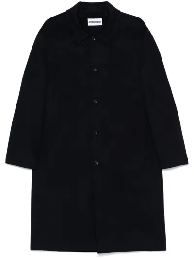 Attachment Single-breasted Coat In Blue