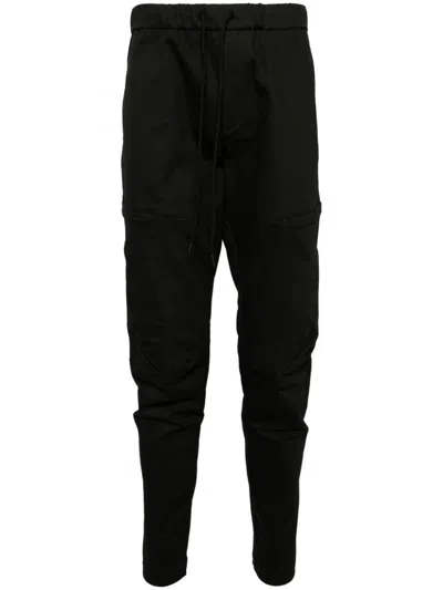 Attachment Drawstring-waist Slim-cut Trousers In Black