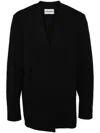 Attachment V-neck Wool Blazer In Black