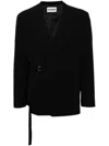 Attachment V-neck Wool Blazer In Black