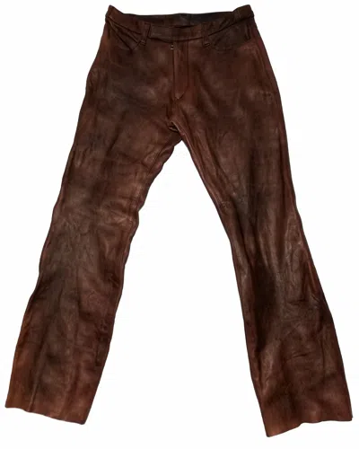 Pre-owned Attachment X Genuine Leather Attachment Brown Horse Leather Rocker Style Pants