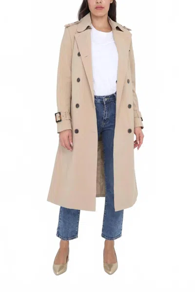 Attentif Autumn Grace Long Trench Coat In Beige In Neutral