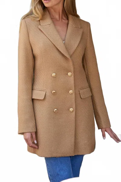 Attentif Classic Sophistication Wool Breasted Jacket In Camel In Brown