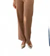 Attentif Dual Appeal Striped Straight-cut Pants In Camel In Brown