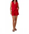 Attentif Essential Linen Shorts In Red In Red