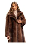 Attentif-paris Long Coat In Synthetic Fur With Revers Collar Woman Attentif Paris In Brown