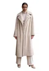 Attentif-paris Long Coat In Synthetic Fur With Revers Collar Woman Attentif Paris In Sand