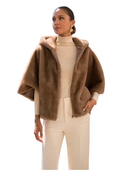 Attentif-paris Mantella In Faux Fur Woman Attentif Paris In Brown