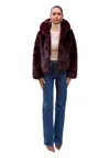 Attentif-paris Short Coat In Faux Fur Long With Hood Woman Attentif Paris In Burgundy