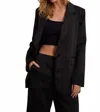 Attentif Satin Blazer With Shoulder Pads In Black In Black