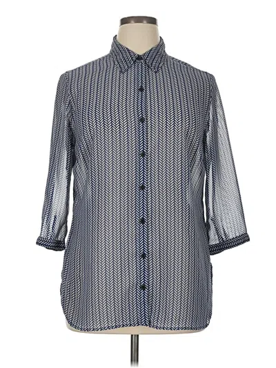 Pre-owned Attention 3/4 Sleeve Blouse In Blue