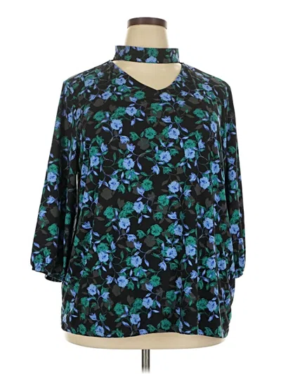 Pre-owned Attention 3/4 Sleeve Blouse In Teal