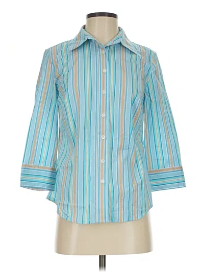 Pre-owned Attention 3/4 Sleeve Button Down Shirt In Blue