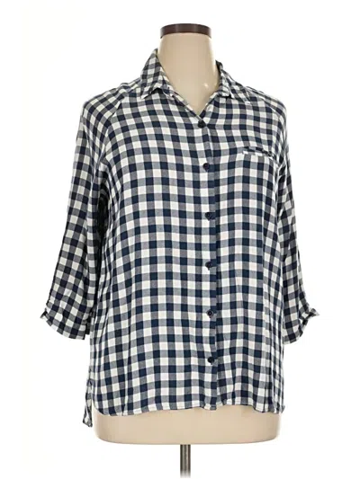 Pre-owned Attention 3/4 Sleeve Button Down Shirt In Blue