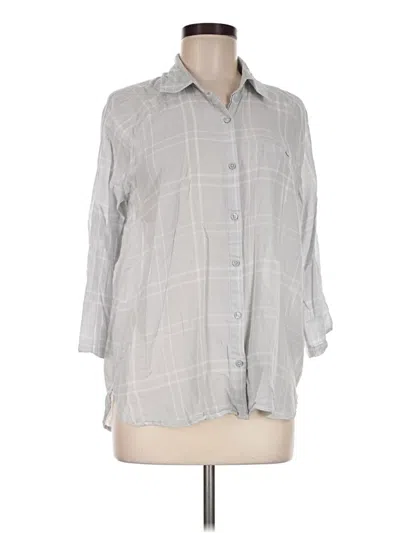 Pre-owned Attention 3/4 Sleeve Button Down Shirt In Gray