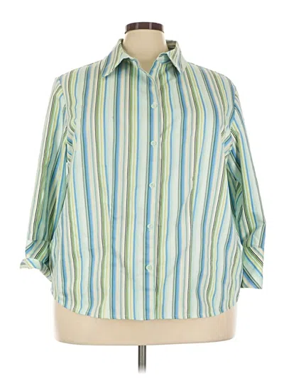 Pre-owned Attention 3/4 Sleeve Button Down Shirt In Green