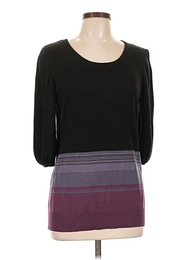 Pre-owned Attention 3/4 Sleeve Top Black Boatneck Tops