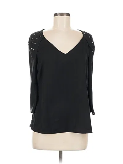 Pre-owned Attention 3/4 Sleeve Top Black Cold Shoulder Neckline Tops