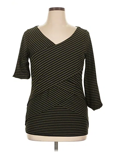 Pre-owned Attention 3/4 Sleeve Top Black V Neck Tops