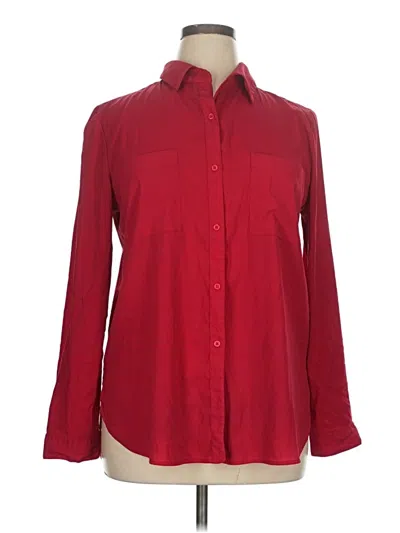 Pre-owned Attention Long Sleeve Blouse In Burgundy
