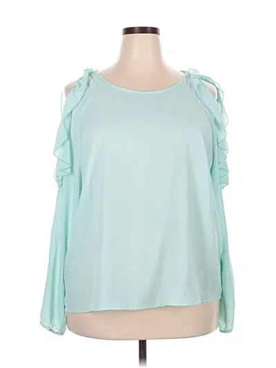 Pre-owned Attention Long Sleeve Blouse In Teal