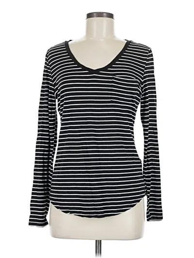 Pre-owned Attention Long Sleeve Henley Shirt In Black