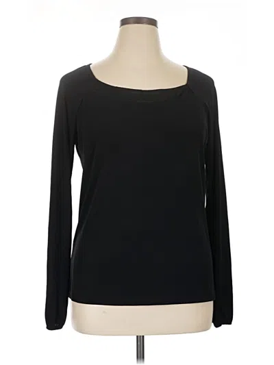 Pre-owned Attention Long Sleeve Top Black Boatneck Tops