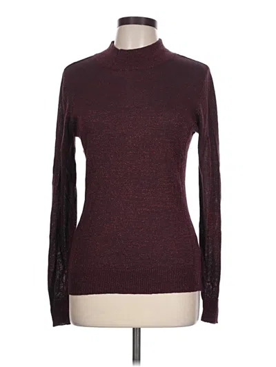 Pre-owned Attention Long Sleeve Top Burgundy Turtleneck Tops