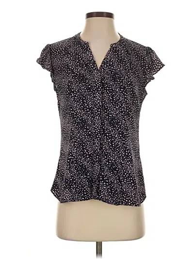 Pre-owned Attention Short Sleeve Blouse In Black