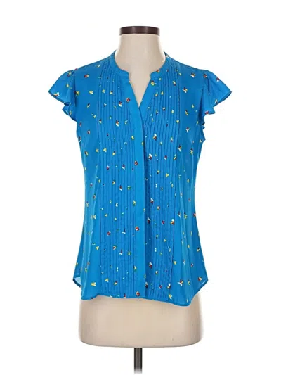 Pre-owned Attention Short Sleeve Blouse In Blue
