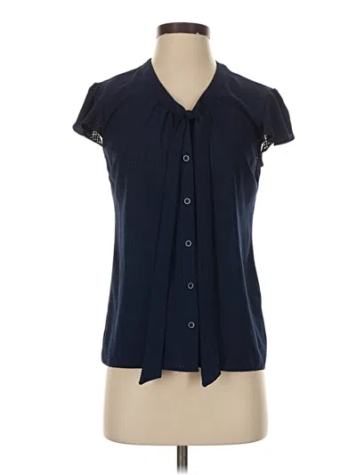 Pre-owned Attention Short Sleeve Blouse In Blue