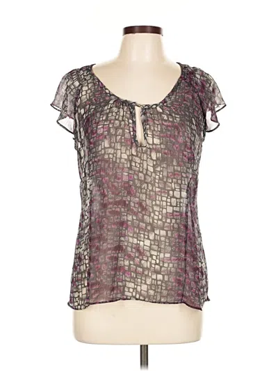 Pre-owned Attention Short Sleeve Blouse In Purple