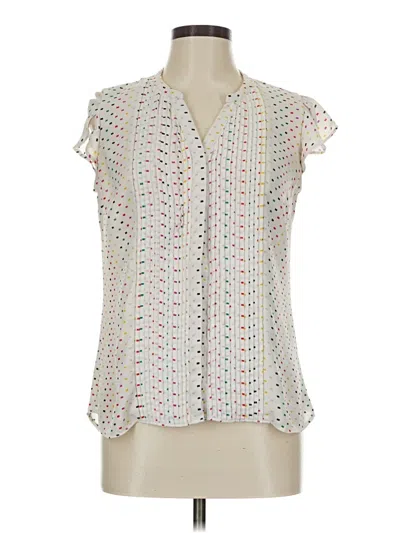 Pre-owned Attention Short Sleeve Blouse In White