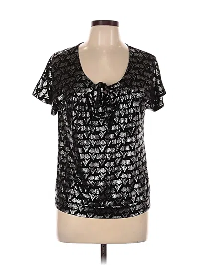 Pre-owned Attention Short Sleeve Top Black Sweetheart Neckline Tops
