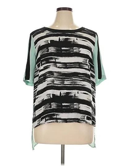 Pre-owned Attention Short Sleeve Top Green Scoop Neck Tops