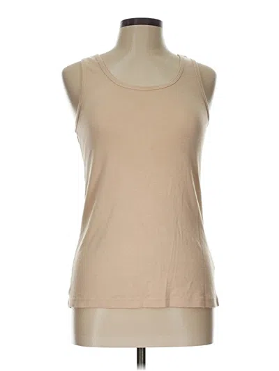 Pre-owned Attention Sleeveless Top Tan Scoop Neck Tops In Brown
