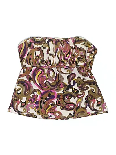 Pre-owned Attention Swimsuit Top Brown Paisley Pattern Swimwear