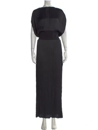 Pre-owned Attersee Bateau Neckline Long Dress In Black
