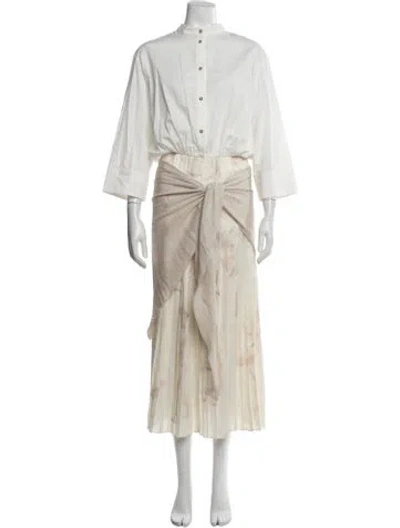 Pre-owned Attersee Cashmere Long Dress W/ Tags In Neutrals/white