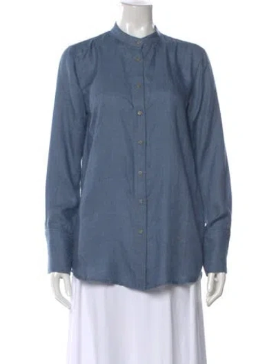 Pre-owned Attersee Cashmere Long Sleeve Blouse In Blue