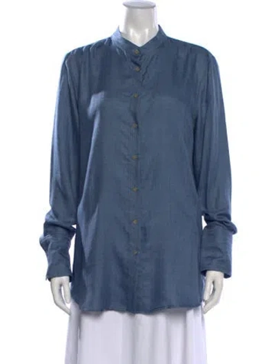 Pre-owned Attersee Cashmere Long Sleeve Button-up Top In Blue