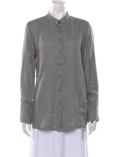 Pre-owned Attersee Cashmere Long Sleeve Button-up Top In Grey