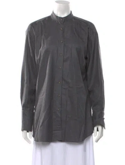 Pre-owned Attersee Cashmere Long Sleeve Button-up Top In Grey