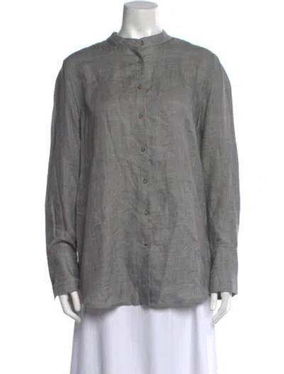 Pre-owned Attersee Cashmere Long Sleeve Button-up Top In Grey