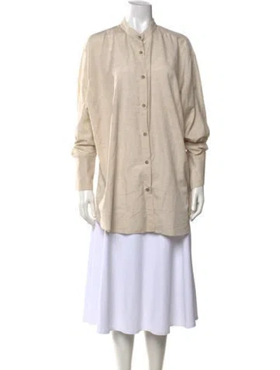 Pre-owned Attersee Cashmere Long Sleeve Button-up Top In Neutrals